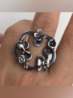 Tous "Collage" collection ring made of darkened sterling silver size 8
